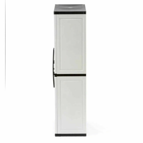 HDX Gray Plastic Freestanding Garage Cabinet, 35"W x 71"H x 18"D, with Adjustable Shelves and Lockable Doors