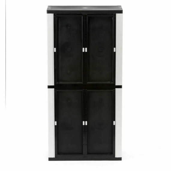 HDX Gray Plastic Freestanding Garage Cabinet, 35"W x 71"H x 18"D, with Adjustable Shelves and Lockable Doors