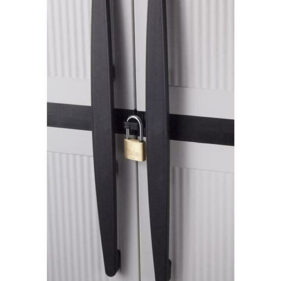 HDX Gray Plastic Freestanding Garage Cabinet, 35"W x 71"H x 18"D, with Adjustable Shelves and Lockable Doors