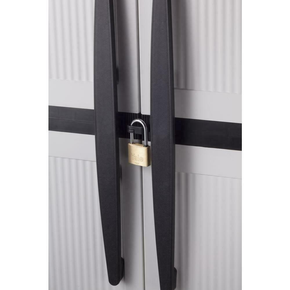 HDX Gray Plastic Freestanding Garage Cabinet, 35"W x 71"H x 18"D, with Adjustable Shelves and Lockable Doors