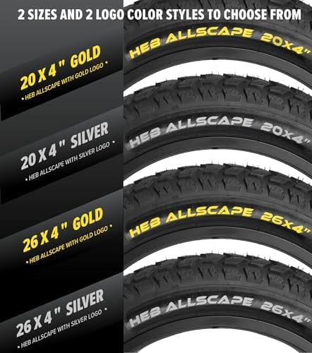 HEB ALLSCAPE Heavy Duty 26x4 / 20x4 Bike Tire - High-Performance Puncture Resistant Fat Tire for E-Bikes Mountain Bikes  Bike Tire for Street + Trail Riding