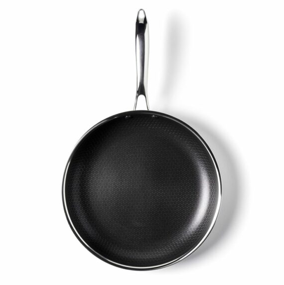 HexClad 6-Piece Hybrid Nonstick Fry Pan Set with Lids, Stainless Steel, 8/10/12-Inch, Oven & Dishwasher Safe
