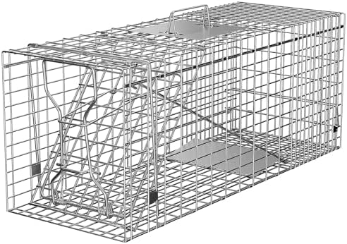 HomGarden Humane Live Animal Cage Trap 32inch Steel Catch Release Rodent Cage for Rabbits  Groundhog  Stray Cat  Squirrel  Raccoon  Mole  Gopher  Chicken  Opossum  Skunk  Chipmunk