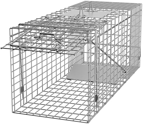 HomGarden Humane Live Animal Cage Trap 32inch Steel Catch Release Rodent Cage for Rabbits  Groundhog  Stray Cat  Squirrel  Raccoon  Mole  Gopher  Chicken  Opossum  Skunk  Chipmunk