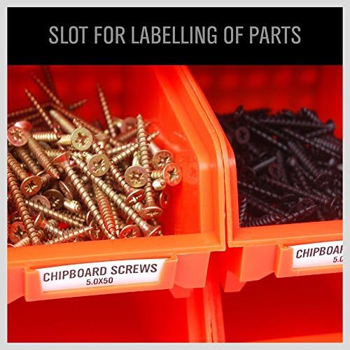 HORUSDY Wall Mounted Storage Bins Parts Rack 30PC Organizer Garage Plastic Shop Tool for Men's Gift Blue Orange Red