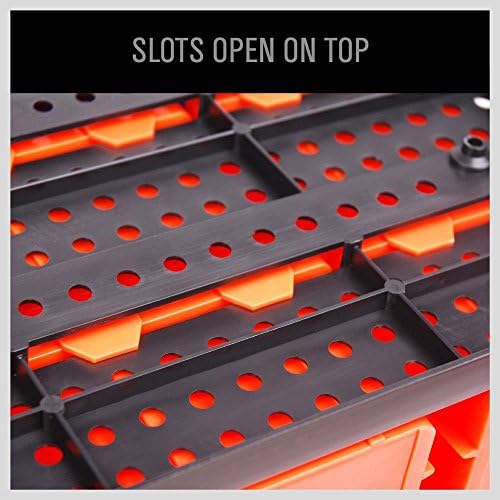 HORUSDY Wall Mounted Storage Bins Parts Rack 30PC Organizer Garage Plastic Shop Tool for Men's Gift Blue Orange Red