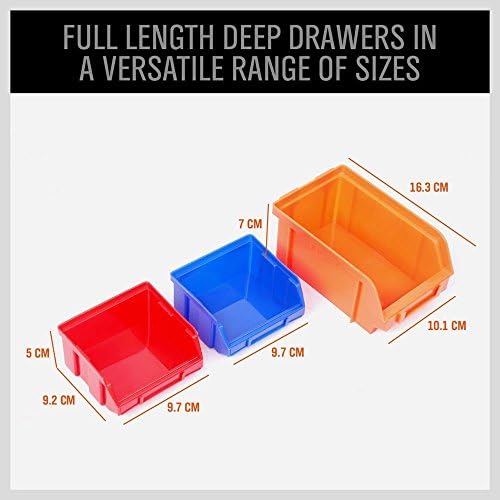 HORUSDY Wall Mounted Storage Bins Parts Rack 30PC Organizer Garage Plastic Shop Tool for Men's Gift Blue Orange Red