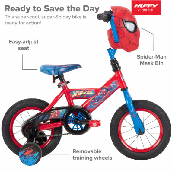 Huffy Marvel Spider-Man 12" Boys' Bike with Training Wheels & EZ Build