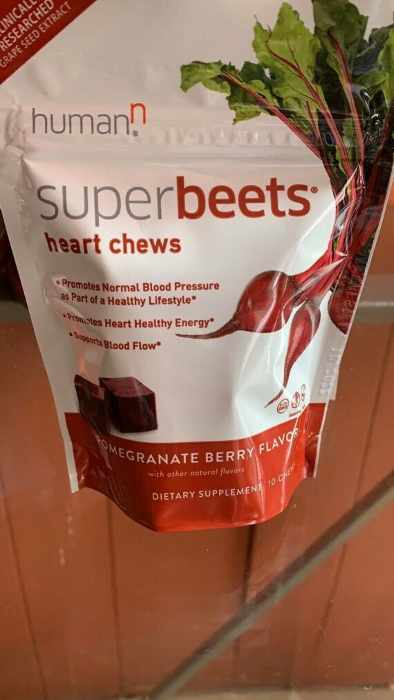 Humann SuperBeets Heart Chews – Pomegranate Berry – Beets – 60 Soft Chews