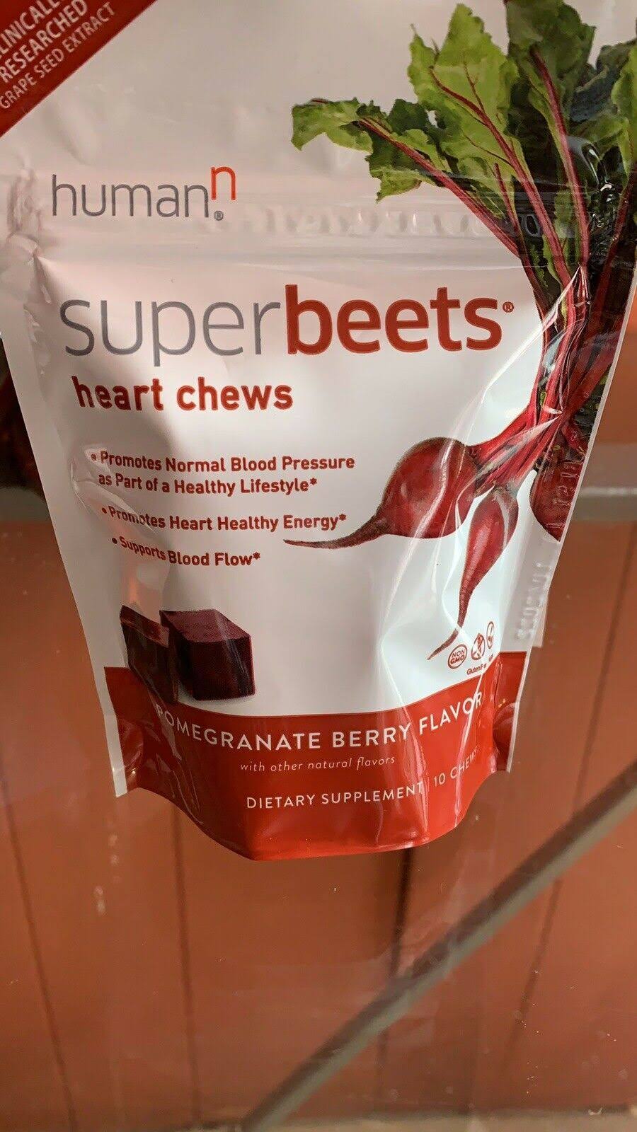 Humann SuperBeets Heart Chews – Pomegranate Berry – Beets – 60 Soft Chews