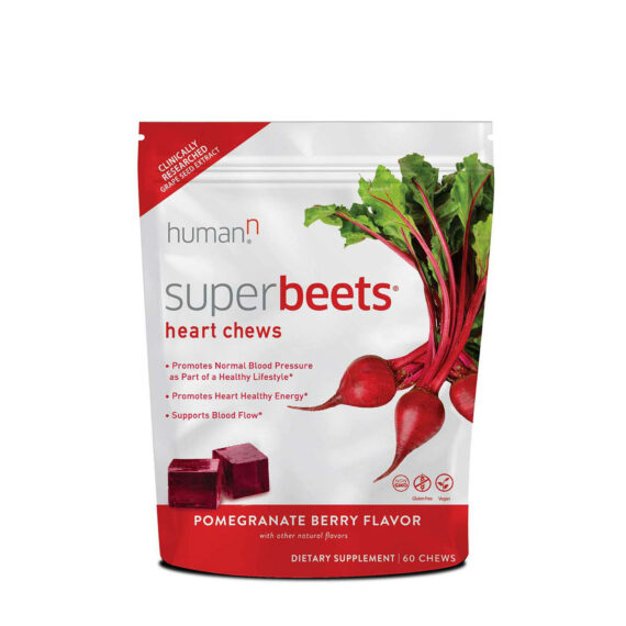 Humann SuperBeets Heart Chews – Pomegranate Berry – Beets – 60 Soft Chews