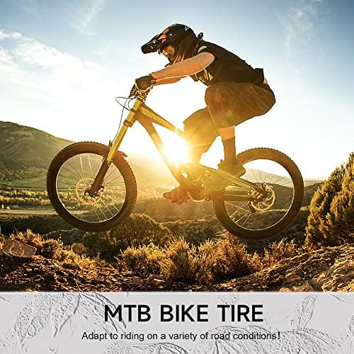 Hycline 2 Pack Bike Tire 20/24/26/27.5 Inch Folding Replacement Tire for MTB Mountain Bicycle-Black/Skinwall Pair (2 Tires)