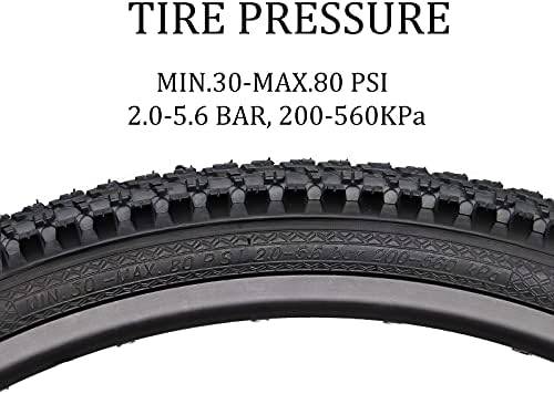 Hycline 2 Pack Bike Tire 20/24/26/27.5 Inch Folding Replacement Tire for MTB Mountain Bicycle-Black/Skinwall Pair (2 Tires)