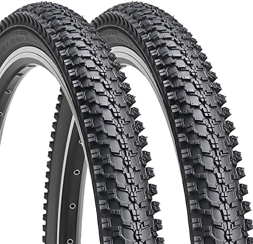Hycline 2 Pack Bike Tire 20/24/26/27.5 Inch Folding Replacement Tire for MTB Mountain Bicycle-Black/Skinwall Pair (2 Tires)