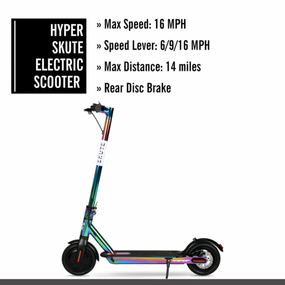 Hyper Toy Company Skute Folding Electric Scooter, 37V 350W, Jet Fuel, LED Display, 16 MPH Max Speed