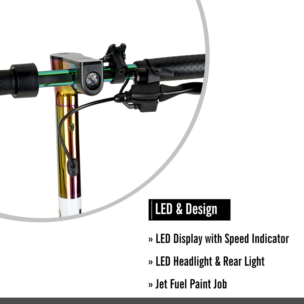 Hyper Toy Company Skute Folding Electric Scooter, 37V 350W, Jet Fuel, LED Display, 16 MPH Max Speed