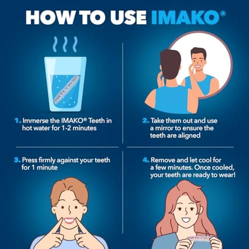 Imako Premium Cosmetic Teeth - 1 Pack - Small  Natural White - Upper Veneers - Custom Fit at Home  DIY Smile Makeover - Made in USA