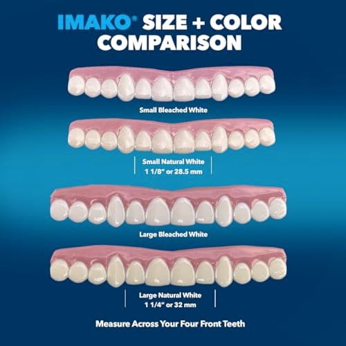 Imako Premium Cosmetic Teeth - 1 Pack - Small  Natural White - Upper Veneers - Custom Fit at Home  DIY Smile Makeover - Made in USA