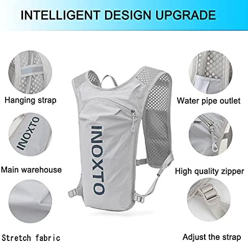 INOXTO Running Hydration Vest Backpack Lightweight Insulated Pack with 1.5L Water Bladder Bag Daypack for Hiking Trail Running Cycling Race Marathon for Women Men