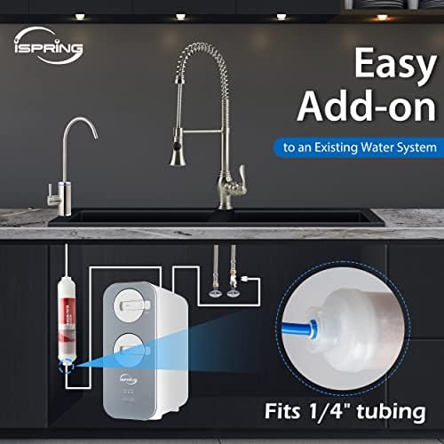 iSpring FA15 Alkaline Water Filter Cartridge for Reverse Osmosis RO System 3-Layer 10-inch Inline Quick Connect Replacement or Add-on  pH Balance and Restore Minerals