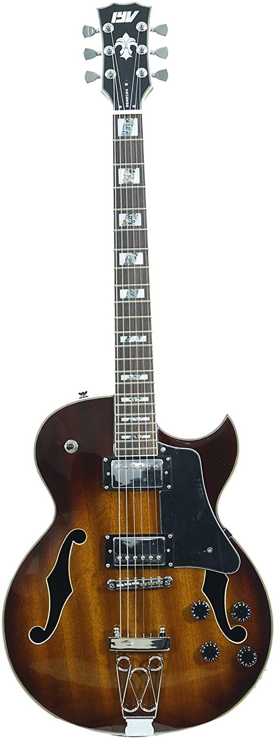 IYV IJZ-300 TSB Jazz Solid-Body Electric Guitar, Tobacco Sunburst