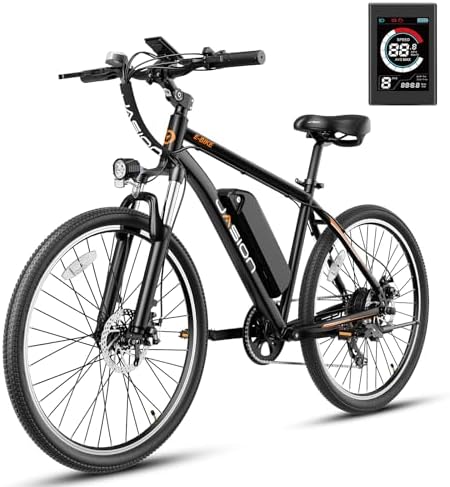 Jasion EB5 Electric Bike for Adults with Peak 500W Brushless Motor  40Miles 20MPH Commuting Electric Mountain Bike with 360Wh Removable Battery  7-Speed  26" Tires and Front Fork Suspension