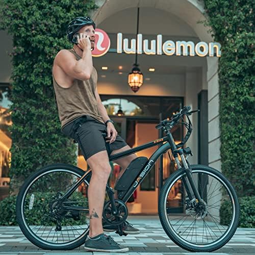 Jasion EB5 Electric Bike for Adults with Peak 500W Brushless Motor  40Miles 20MPH Commuting Electric Mountain Bike with 360Wh Removable Battery  7-Speed  26" Tires and Front Fork Suspension