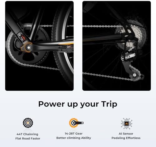 Jasion EB5 Electric Bike for Adults with Peak 500W Brushless Motor  40Miles 20MPH Commuting Electric Mountain Bike with 360Wh Removable Battery  7-Speed  26" Tires and Front Fork Suspension