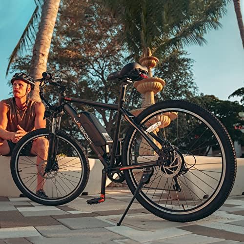 Jasion EB5 Electric Bike for Adults with Peak 500W Brushless Motor  40Miles 20MPH Commuting Electric Mountain Bike with 360Wh Removable Battery  7-Speed  26" Tires and Front Fork Suspension