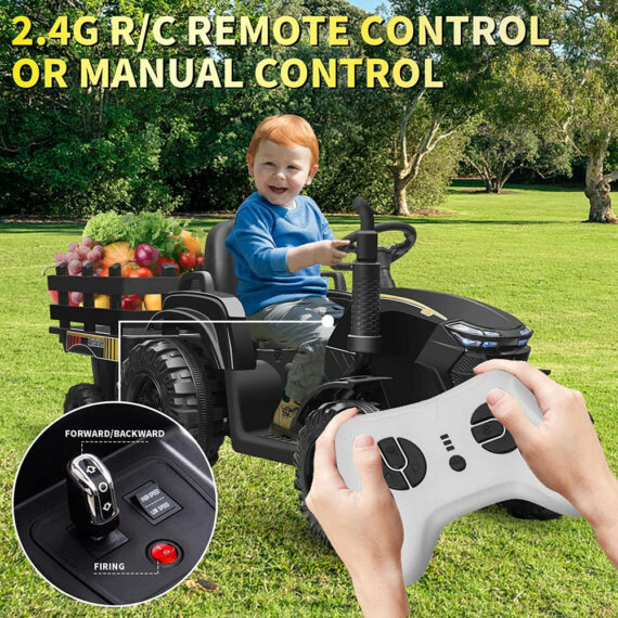 Joyracer 24V Kids Ride-On Tractor with Remote, 2x200W Motors, Detachable Trailer, 9AH Battery