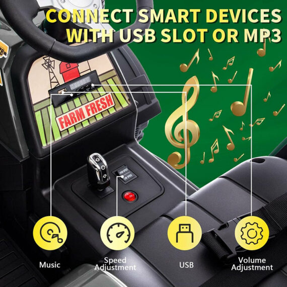 Joyracer 24V Kids Ride-On Tractor with Remote, 2x200W Motors, Detachable Trailer, 9AH Battery