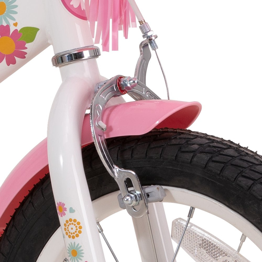 JOYSTAR Little Daisy 12-Inch Girls' Bike with Training Wheels, Basket & Handbrake, Ages 2-7