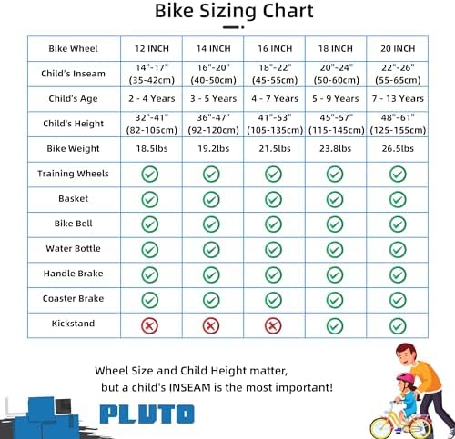 JOYSTAR Pluto Kids Bike 12 14 16 18 20 Inch Children's Bicycle for Boys Girls Age 3-12 Years  Kids' Bicycles with Light Up Training Wheels  Multiple Colors