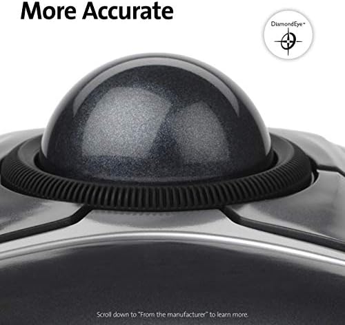 Kensington Expert Trackball Mouse (K64325) Black Silver 5"W x 5-3/4"D x 2-1/2"H