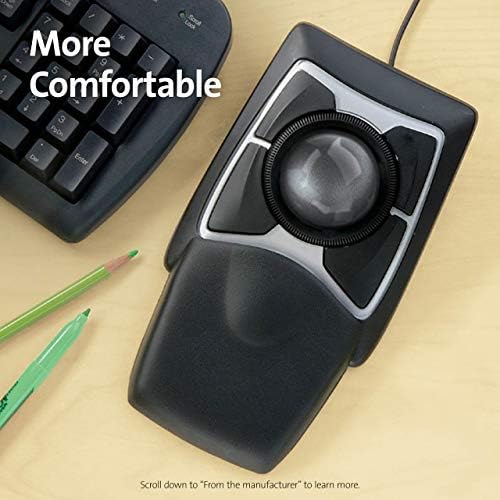 Kensington Expert Trackball Mouse (K64325) Black Silver 5"W x 5-3/4"D x 2-1/2"H