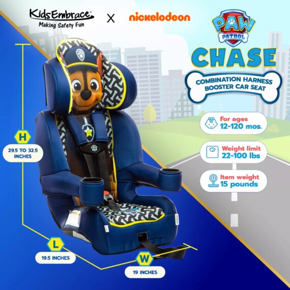 KidsEmbrace Combination 5 Point Harness Booster Car Seat - cgase (paw patrol)