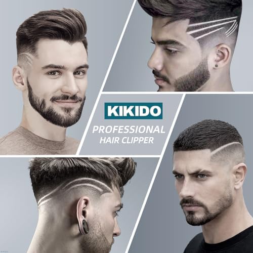 KIKIDO Hair Clippers Professional Cordless for Men  Barber Clippers for Hair Cutting Kit  Wireless LCD Display Hair Trimmers Set  Rechargeable Haircut Machine for Family (Sliver)