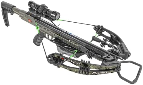 KILLER INSTINCT Boss 405 Crossbow Pro Package with 4x32 IR-W Scope  Rope Cocker  String Suppressors  3-Bolt Quiver  3 Hypr Lite Bolts and Field Tips  Stick of Rail Lube