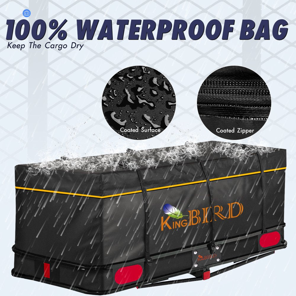 King Bird 60"x24"x6" Folding Cargo Carrier, 550 lbs Capacity, HD Steel, Includes Waterproof Bag & Straps, Fits 2" Receiver