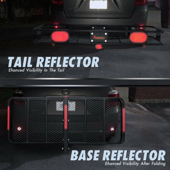 King Bird 60"x24"x6" Folding Cargo Carrier, 550 lbs Capacity, HD Steel, Includes Waterproof Bag & Straps, Fits 2" Receiver