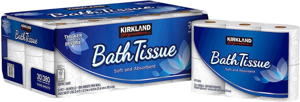 Kirkland Signature 2-Ply Bath Tissue, 425 Sheets per Roll, 30 Rolls, Bulk Sustainable Paper
