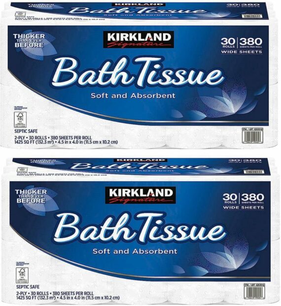 Kirkland Signature 2-Ply Bath Tissue, 425 Sheets per Roll, 30 Rolls, Bulk Sustainable Paper