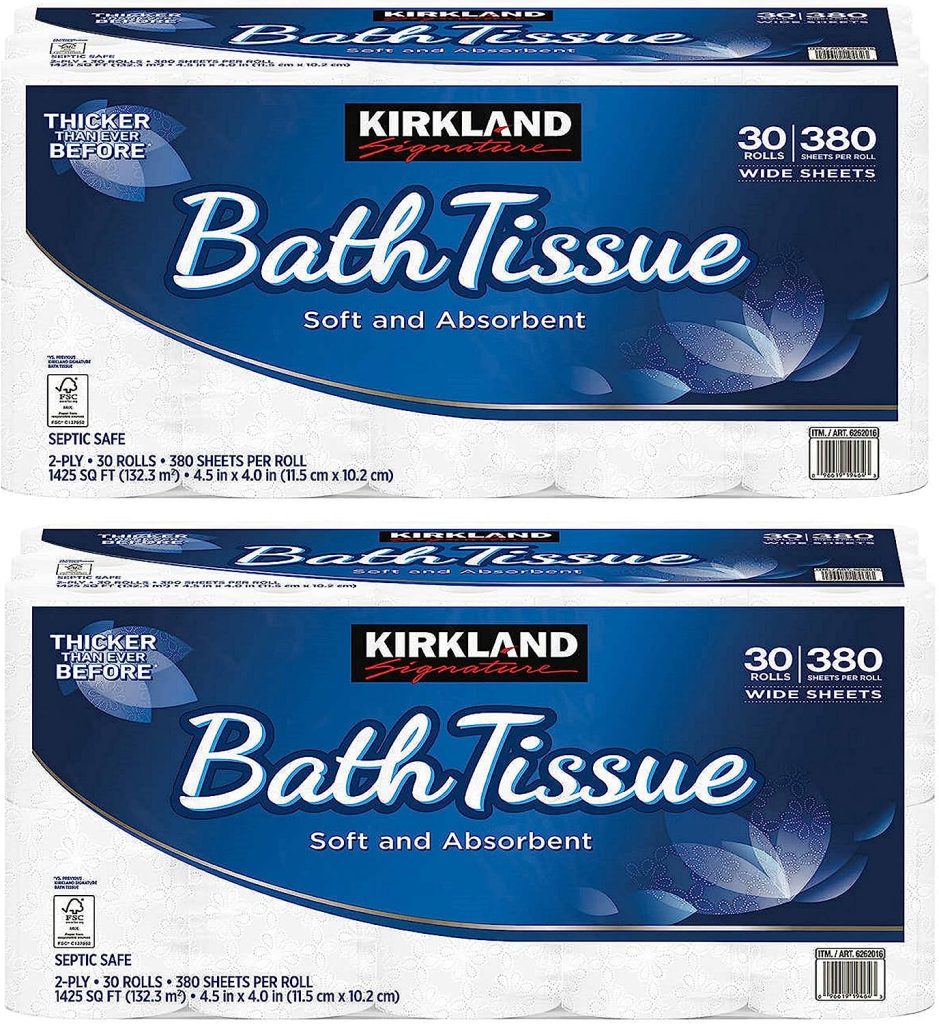 Kirkland Signature 2-Ply Bath Tissue, 425 Sheets per Roll, 30 Rolls, Bulk Sustainable Paper