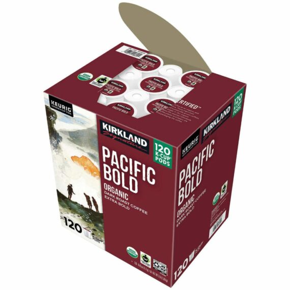 Kirkland Signature Organic Pacific Bold Dark Roast Coffee K-Cup Pods, 120 Count