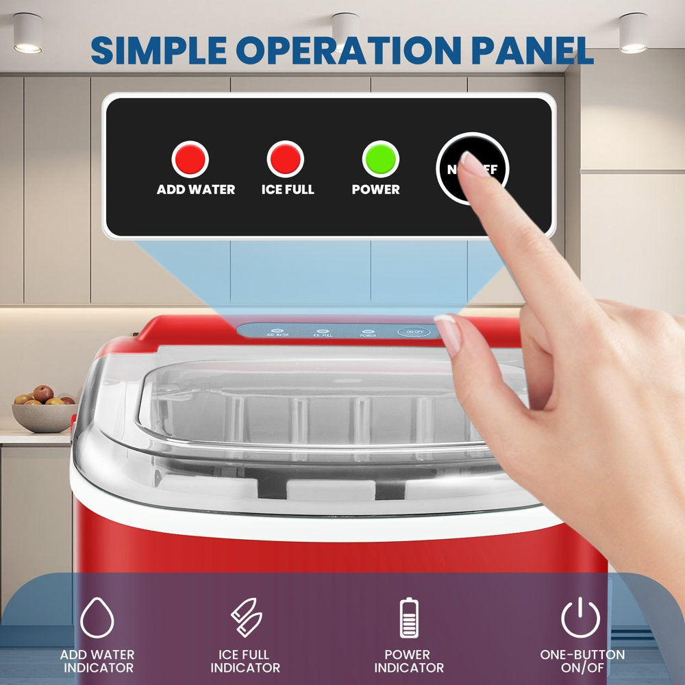 KISSAIR Portable Countertop Ice Maker, 26 lbs/24H, Quick 9 Cubes in 6 Mins, Self-Cleaning, Compact Design