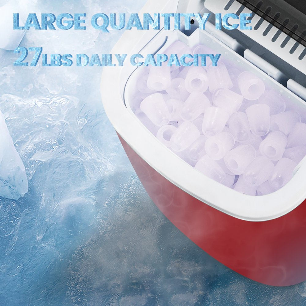 KISSAIR Portable Countertop Ice Maker, 26 lbs/24H, Quick 9 Cubes in 6 Mins, Self-Cleaning, Compact Design