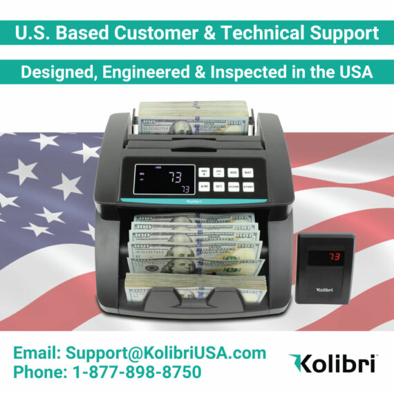 Kolibri Automatic Bill Counter with 1500 Bills/Min Speed, Advanced Counterfeit Detection, LED Display, Portable for Business Use