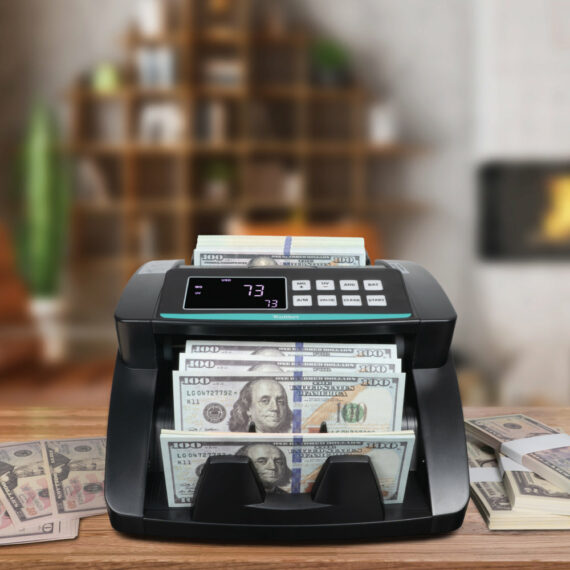 Kolibri Automatic Bill Counter with 1500 Bills/Min Speed, Advanced Counterfeit Detection, LED Display, Portable for Business Use