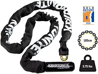 Kryptonite Keeper 712 Bike Chain Lock  4 Feet Long Heavy Duty Anti-Theft Bicycle Chain Lock with Keys for Bike  Motorcycle  Scooter  Bicycle  Door  Gate  Fence Black