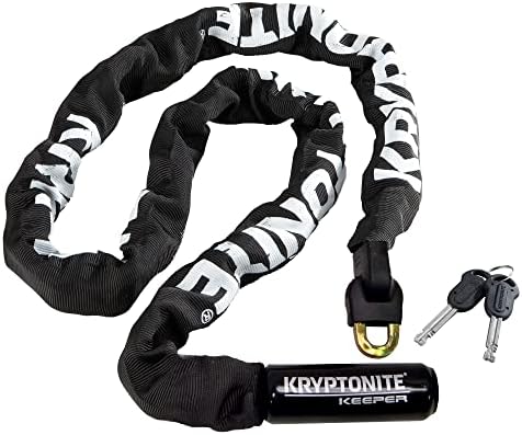 Kryptonite Keeper 712 Bike Chain Lock  4 Feet Long Heavy Duty Anti-Theft Bicycle Chain Lock with Keys for Bike  Motorcycle  Scooter  Bicycle  Door  Gate  Fence Black